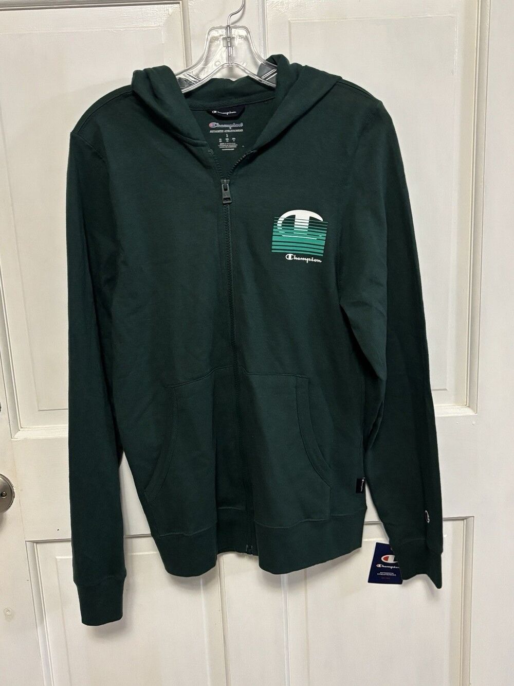 Men’s Dark Green Champion Midweight full Zip Hoodie Size S NWT